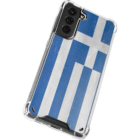 Greece Flag Distressed Galaxy S21 5G Clear Case
